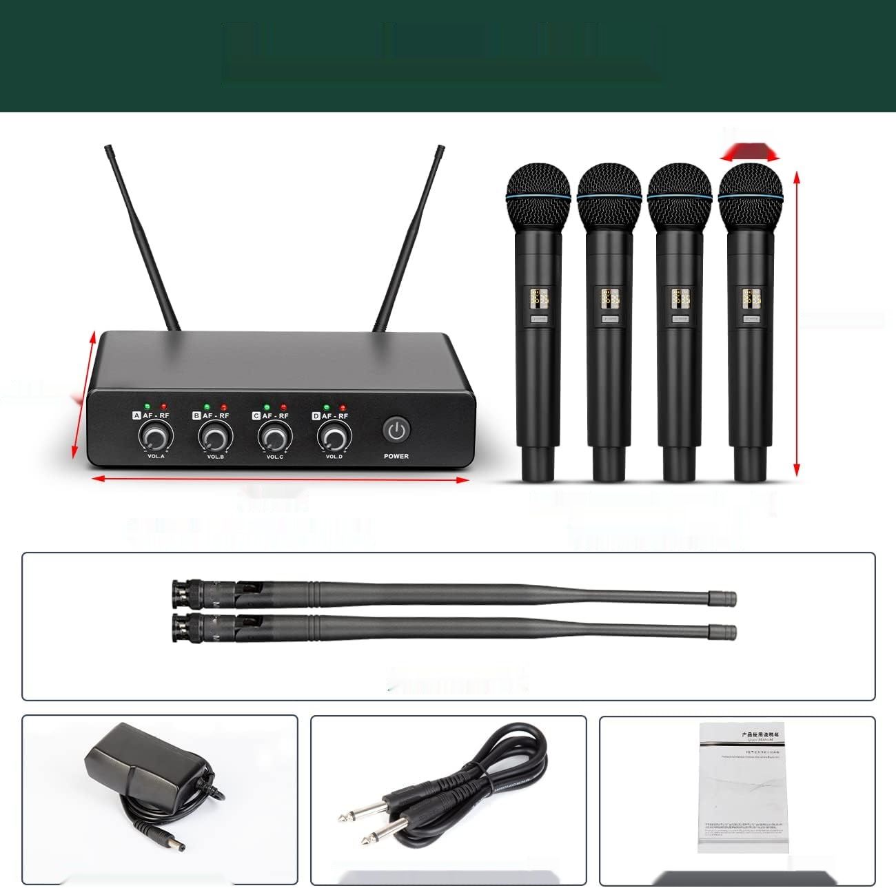Depusheng R5 – Bezprzewodowy system mikrofonowy UHF z 4 mikrofonami ręcznymi