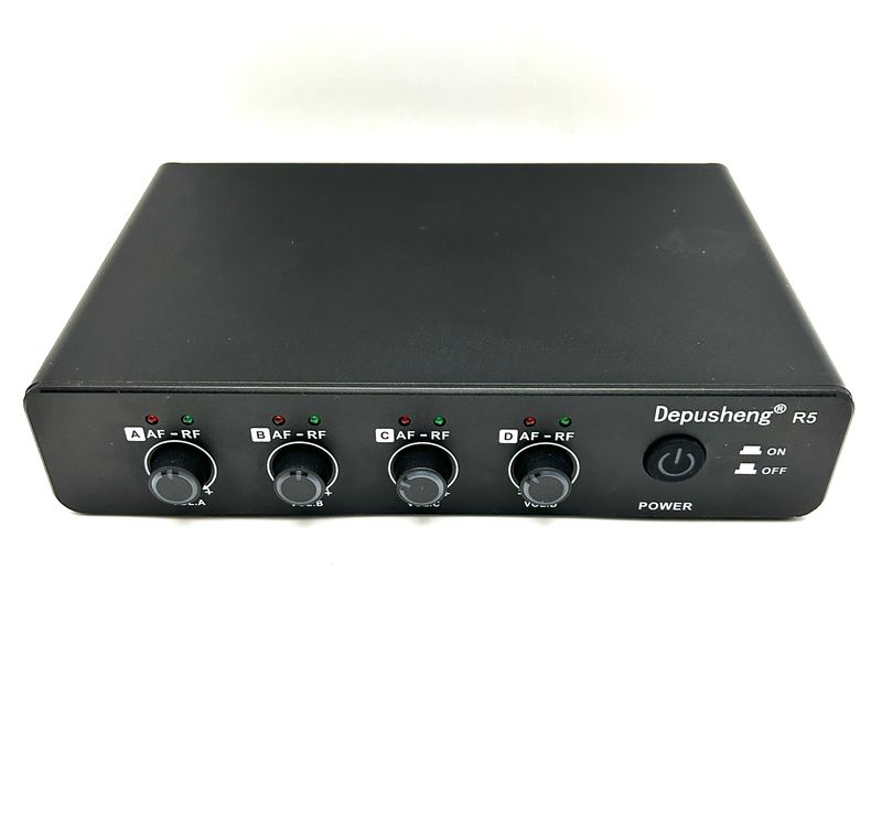 Depusheng R5 – Bezprzewodowy system mikrofonowy UHF z 4 mikrofonami ręcznymi