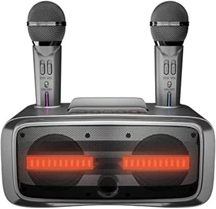 Karaoke Bluetooth AFAITH z 2 mikrofonami bezprzewodowymi – przenośny głośnik imprezowy z efektami świetlnymi
