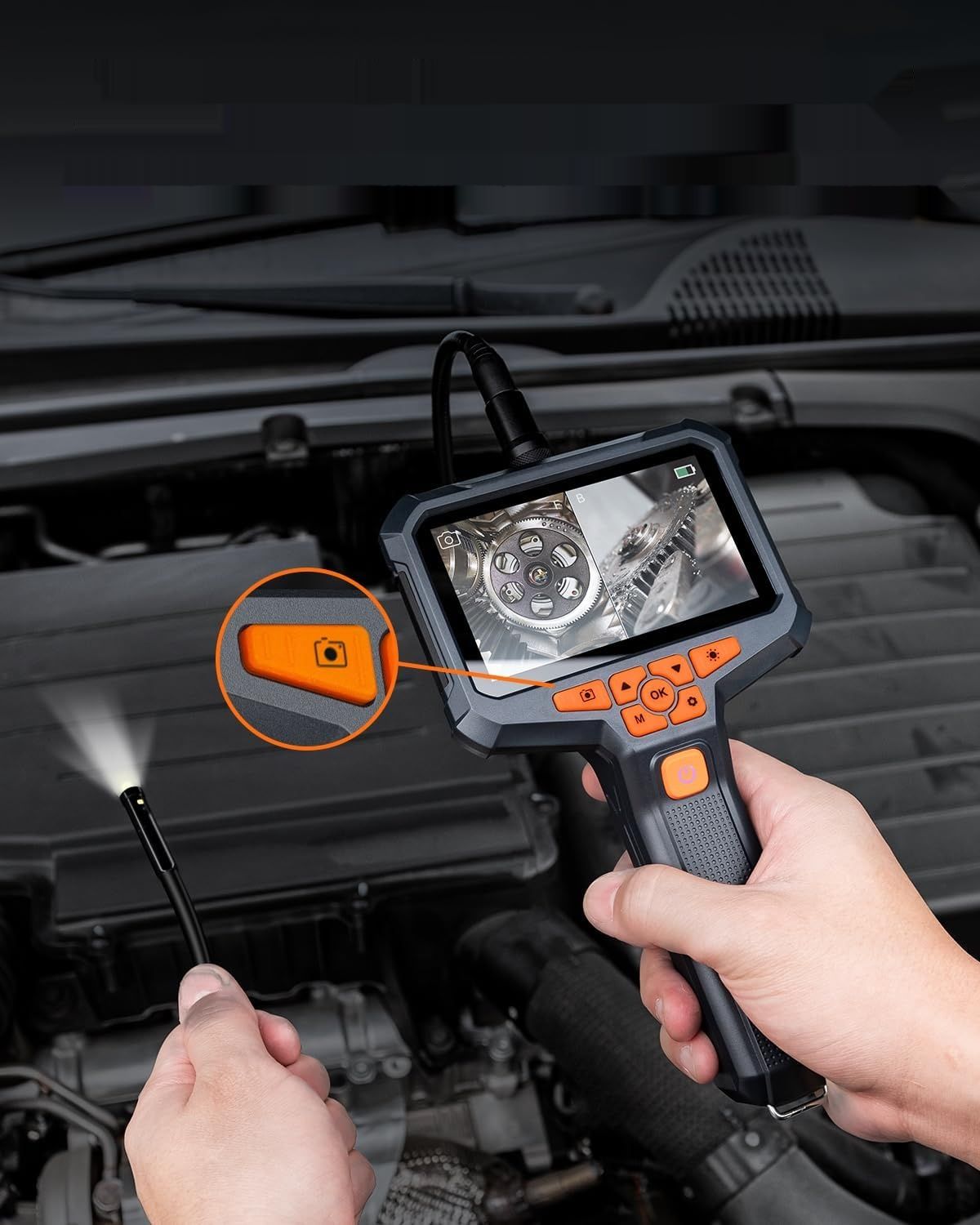 Teslong Endoskop kamera z podwójnym obiektywem, 2 MP, 5 m, wodoodporna, z ekranem IPS