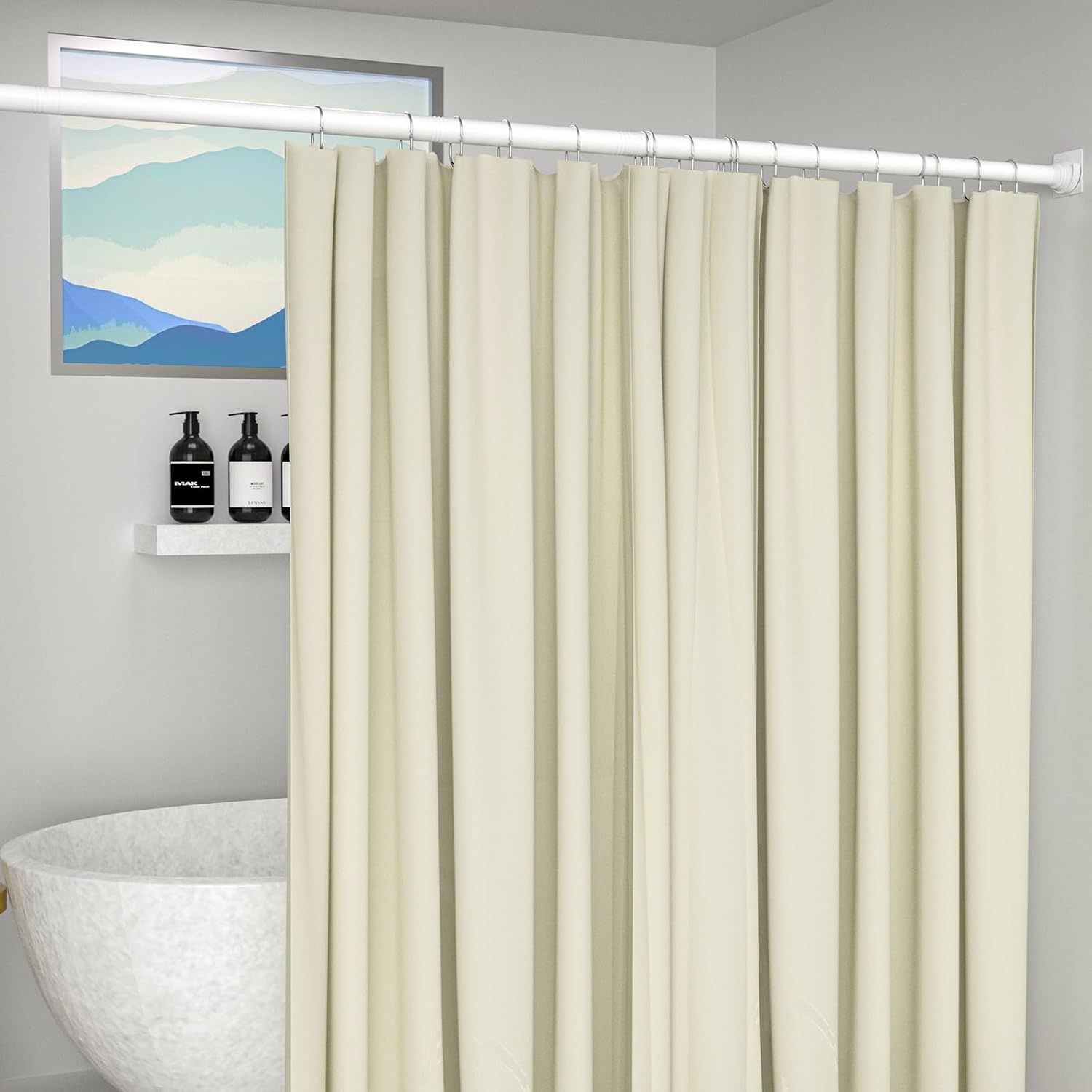 GOOWIN drążek prysznicowy bez wiercenia, teleskopowy metalowy 80–204