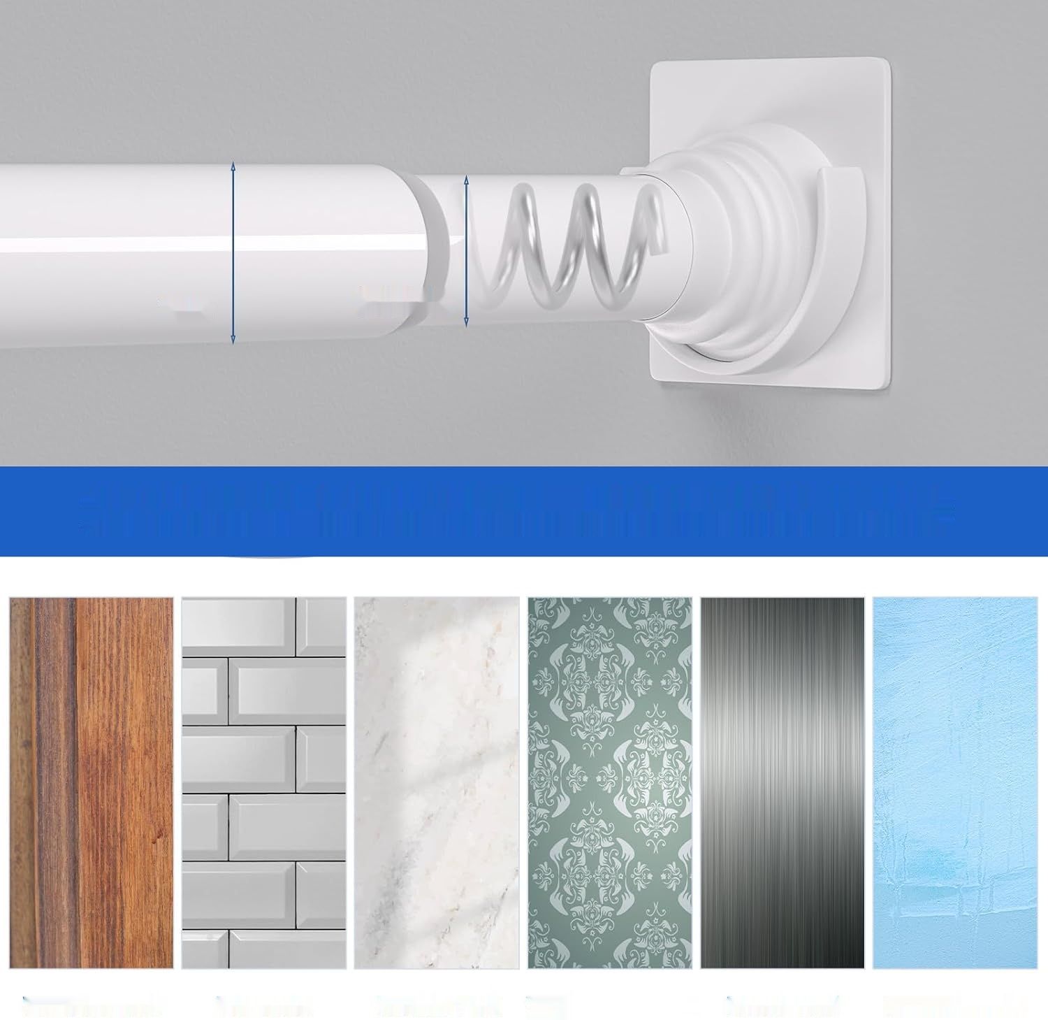 GOOWIN drążek prysznicowy bez wiercenia, teleskopowy metalowy 80–204