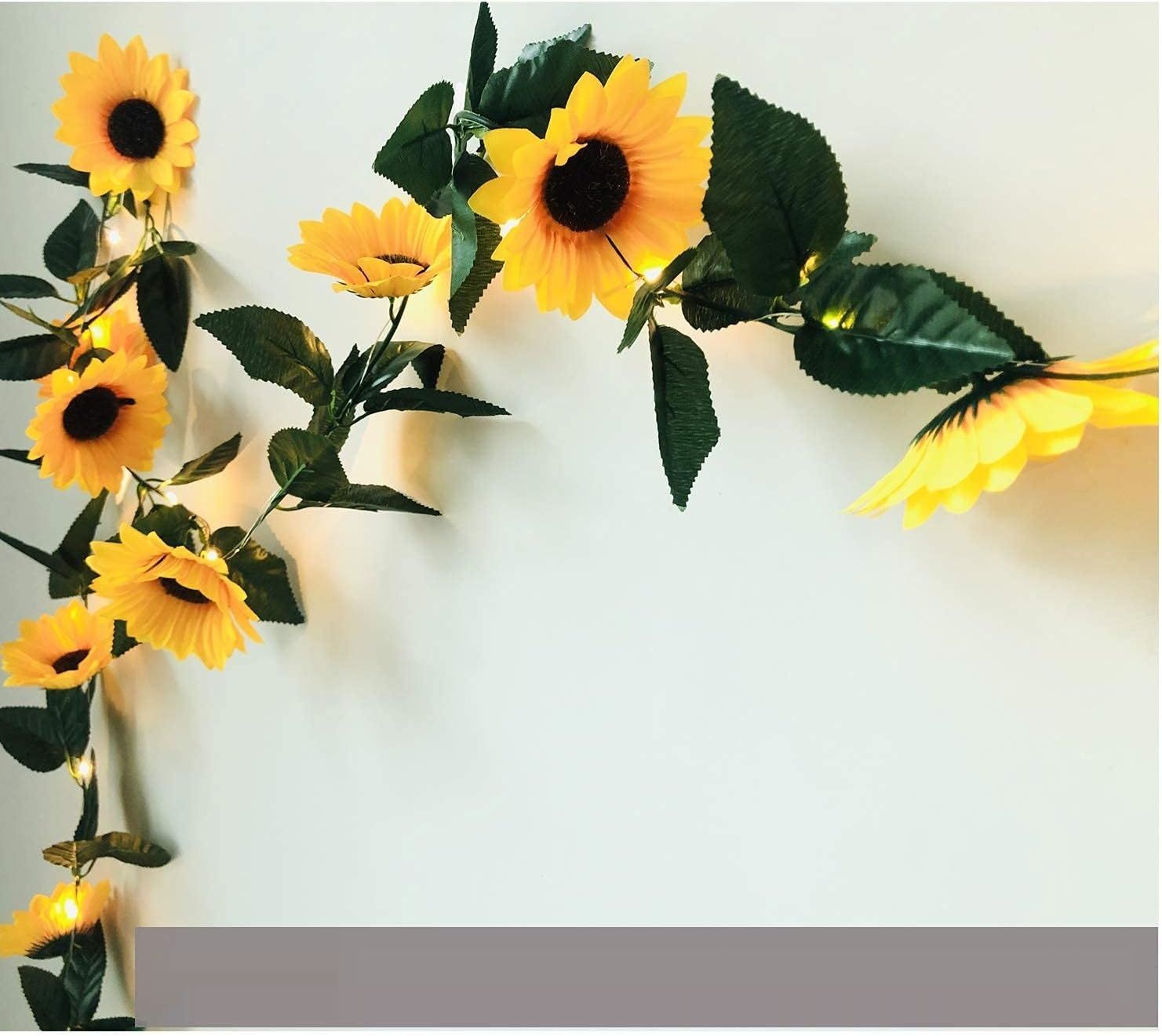 Zestaw 2 girland słonecznikowych z 60 diodami LED, 4,4 m, zasilanie bateryjne