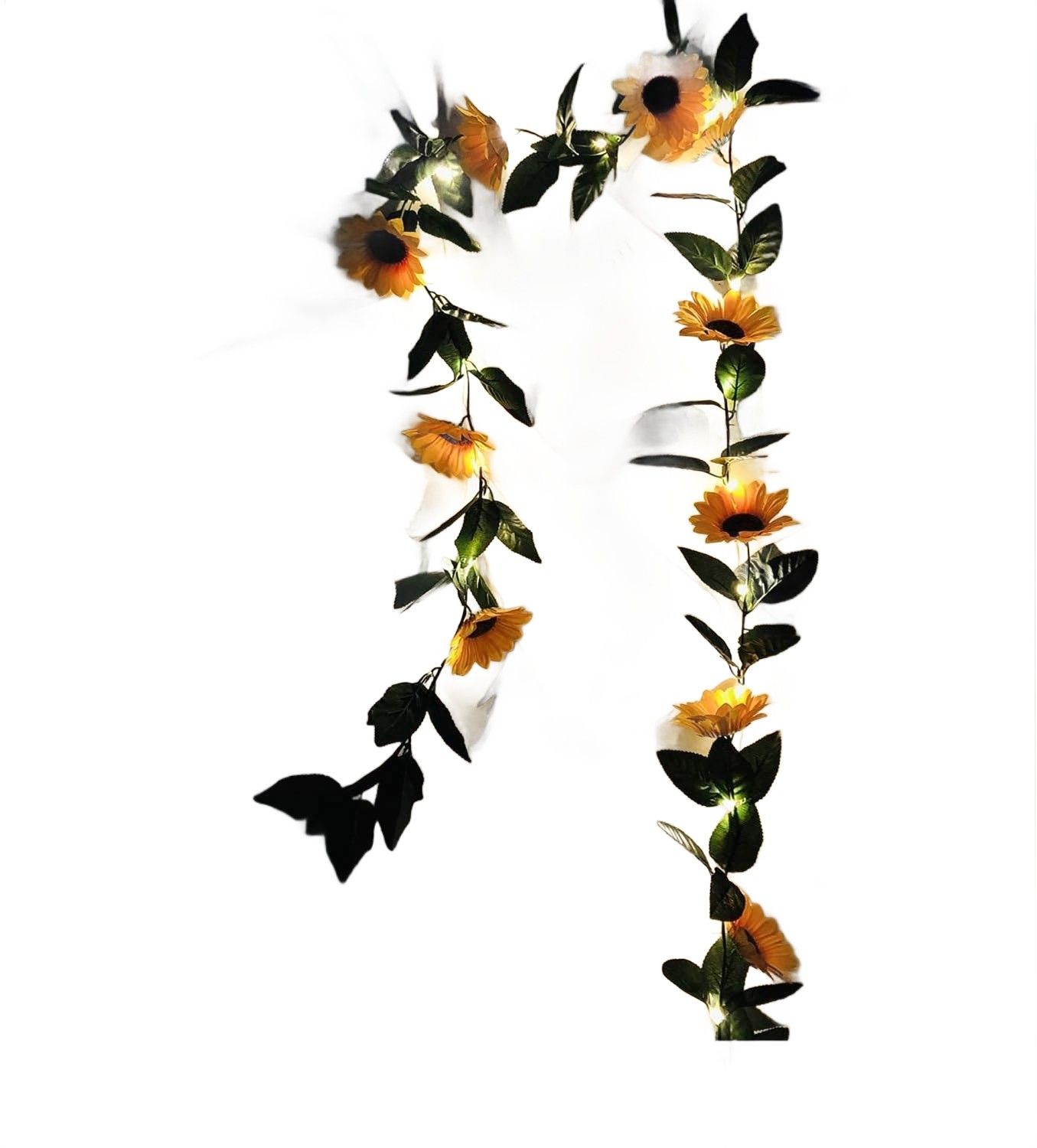 Zestaw 2 girland słonecznikowych z 60 diodami LED, 4,4 m, zasilanie bateryjne