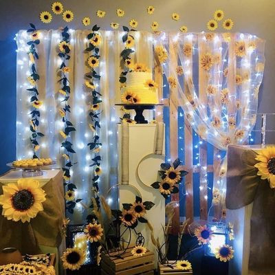 Zestaw 2 girland słonecznikowych z 60 diodami LED, 4,4 m, zasilanie bateryjne