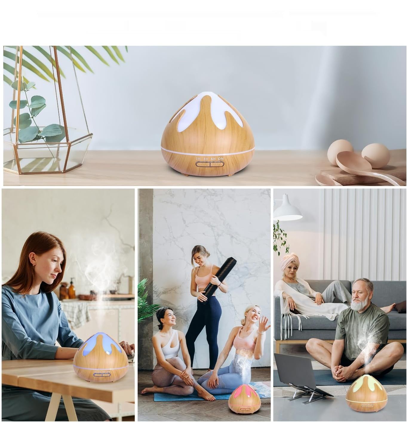 Aroma dyfuzor do olejków eterycznych 500 ml JRXH z podświetleniem LED