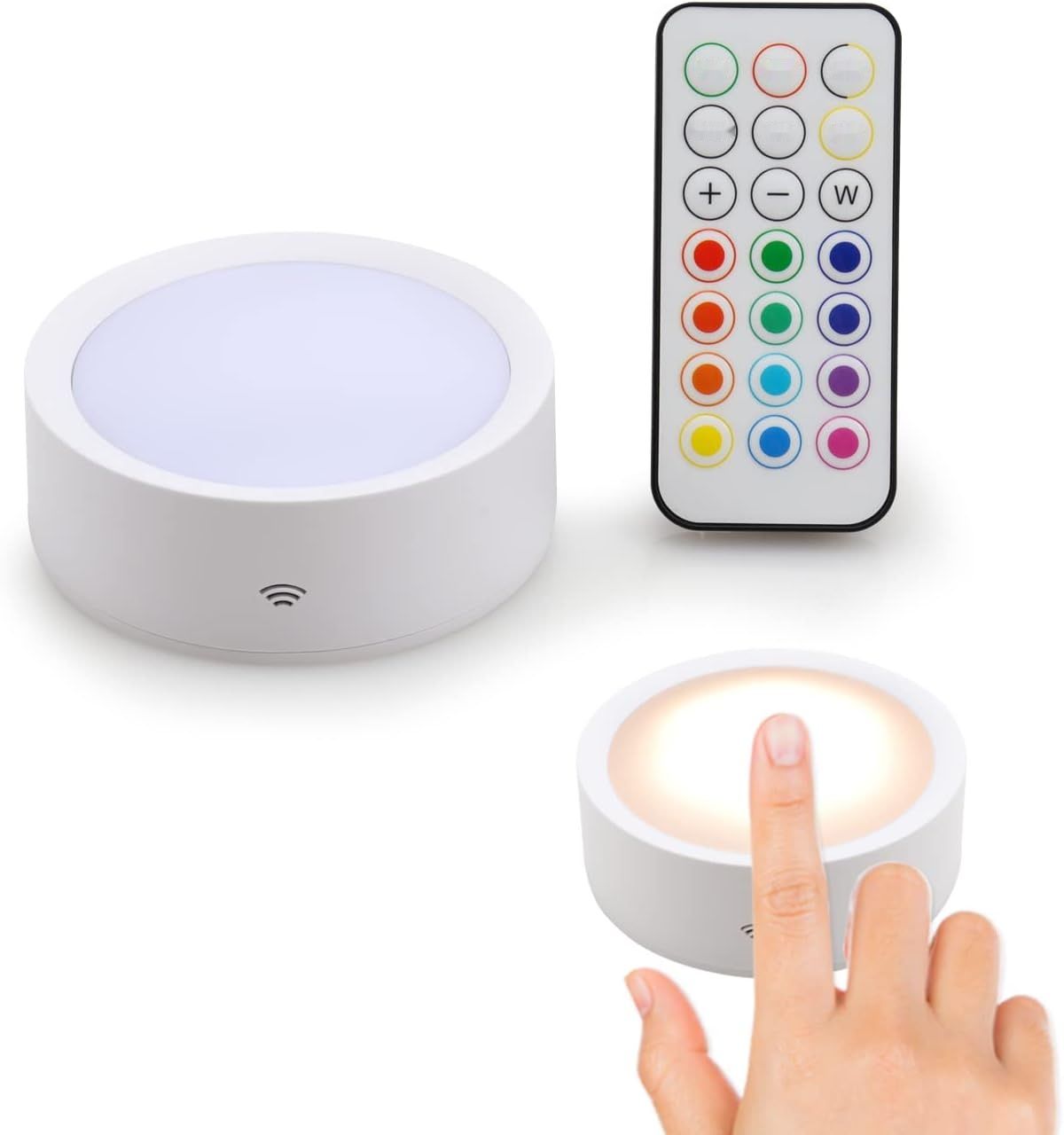 Zestaw 2 wpuszczanych lamp LED RGBW z pilotem, bezprzewodowych, z akumulatorem