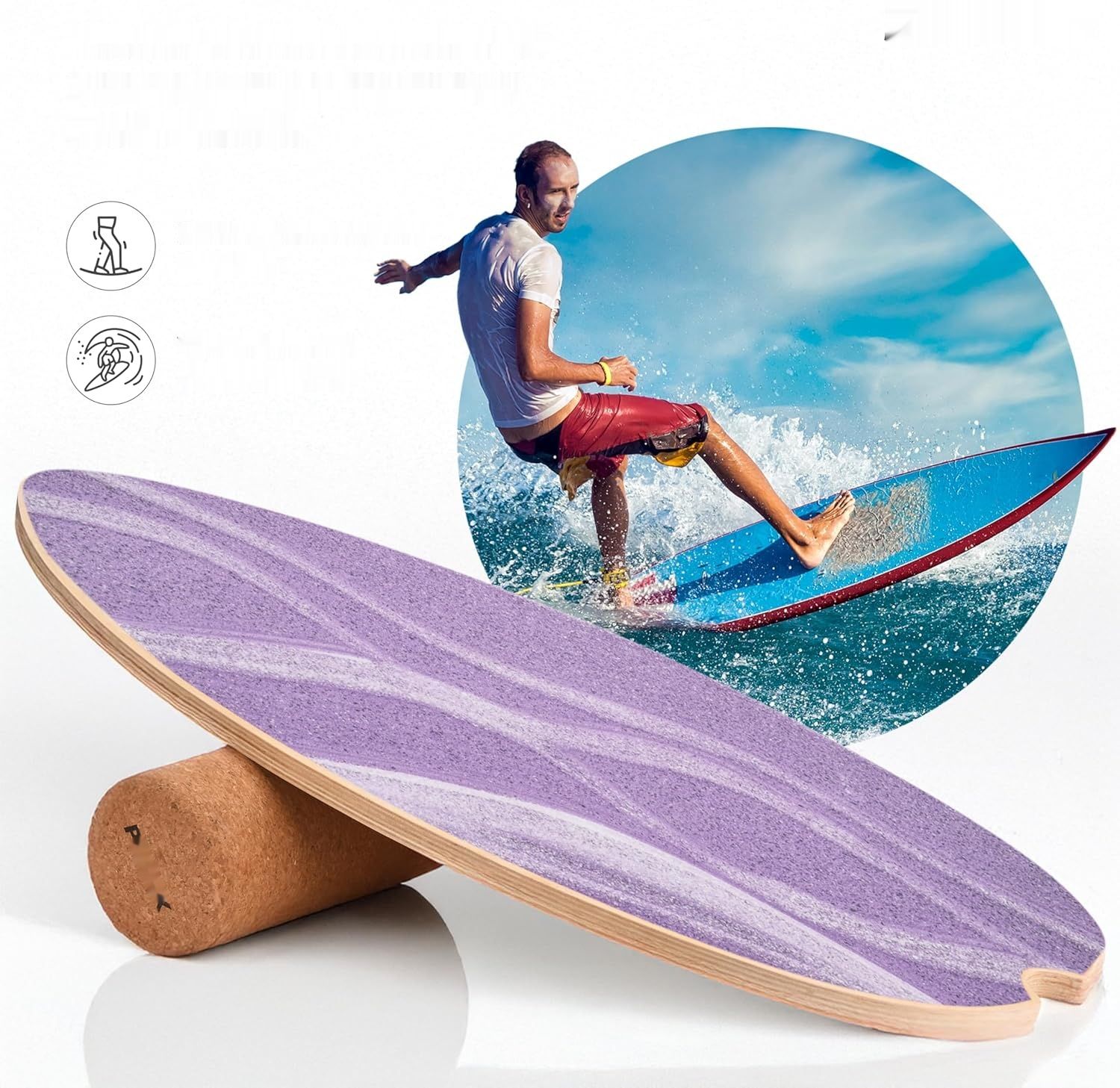 Zmienić FOTO na różowy!!!!       Deska równoważna POWRX z drewna – deska balansowa do treningu surfingω