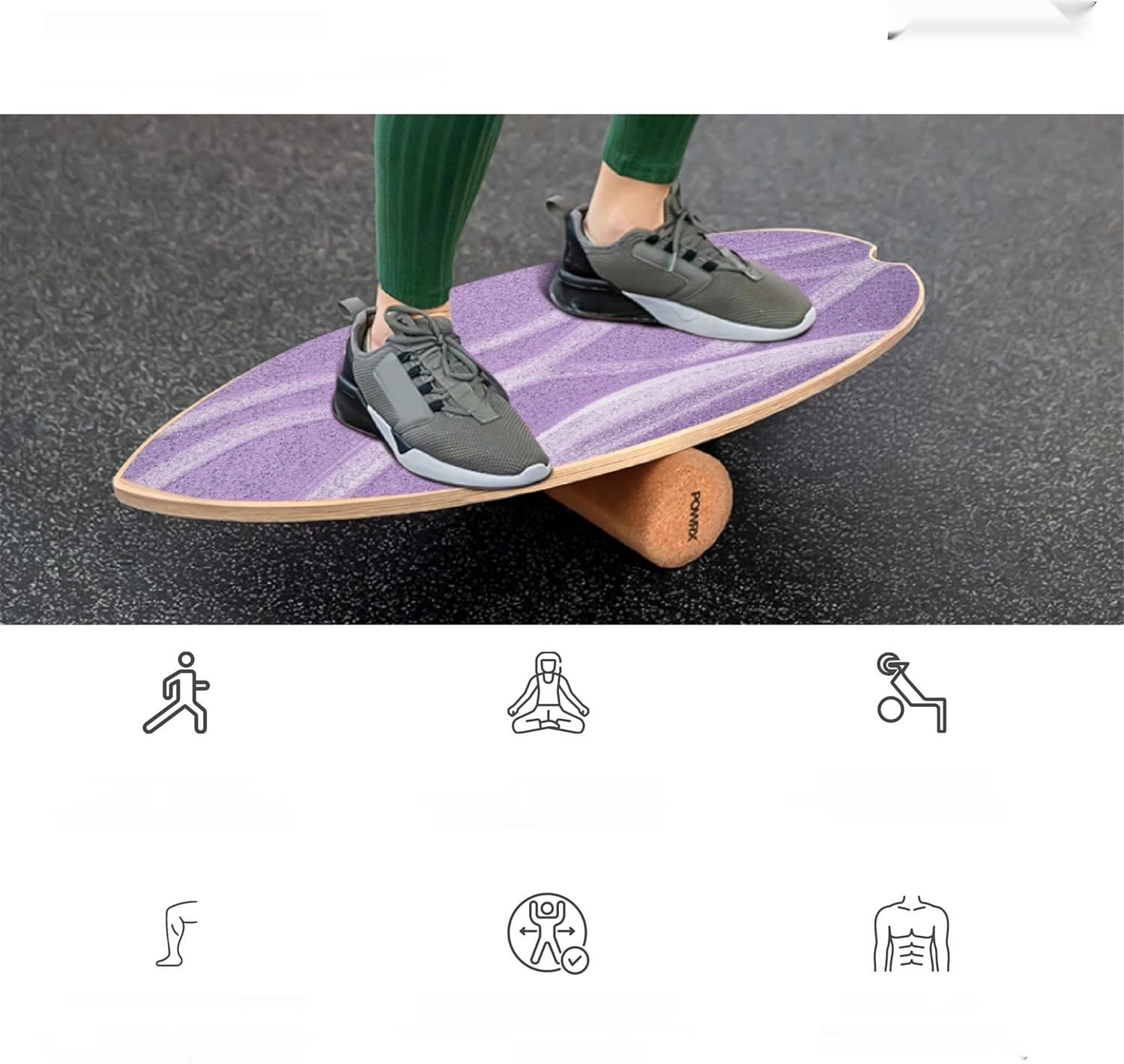 Zmienić FOTO na różowy!!!!       Deska równoważna POWRX z drewna – deska balansowa do treningu surfingω