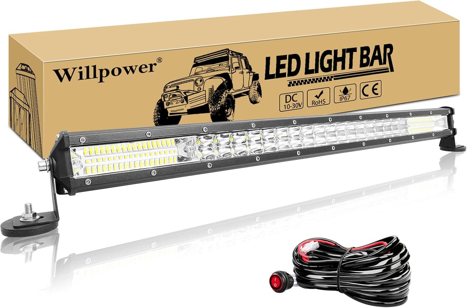 Willpower 24'' 216W LED Light Bar z uchwytem magnetycznym i wiązką przewodów 12V/24V