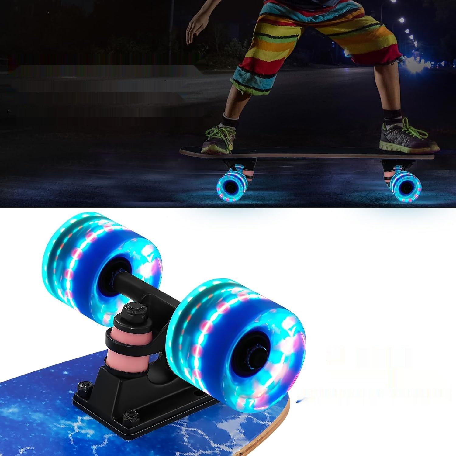 Deskorolka GIEEU z kolorowymi świecącymi kółkami