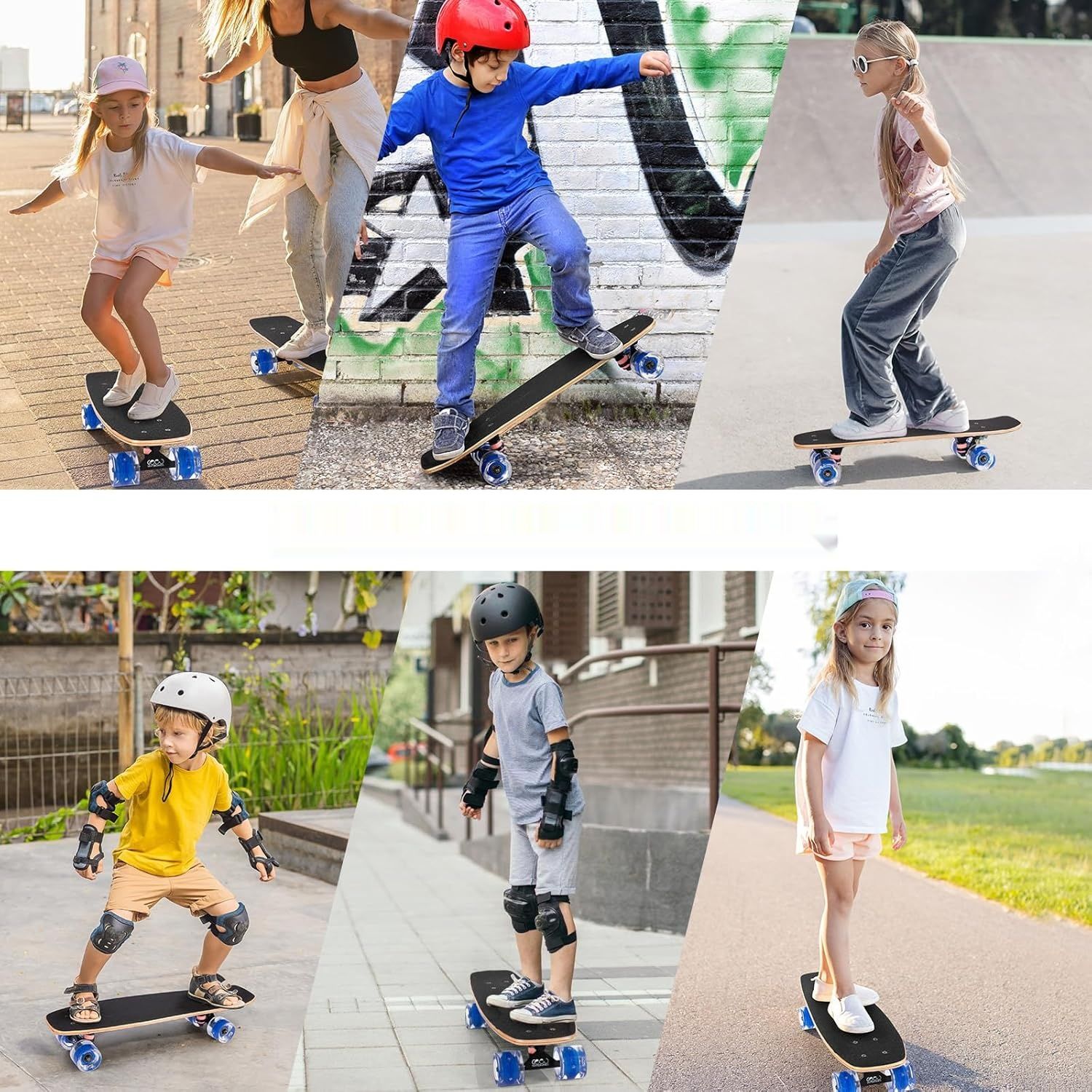 Deskorolka GIEEU z kolorowymi świecącymi kółkami