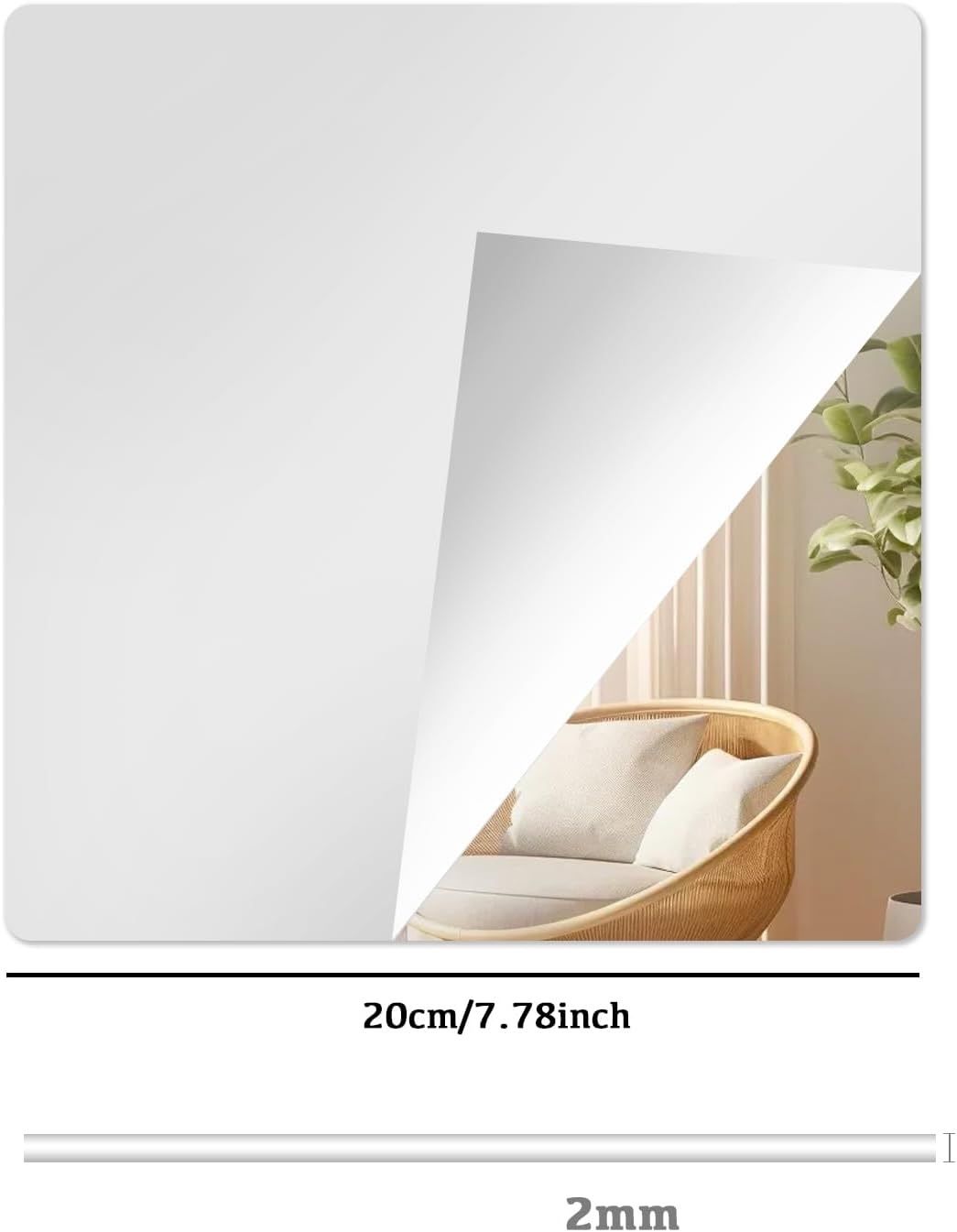 Hode Zestaw 8 Luster Samoprzylepnych z Akrylu 30 x 30 cm – Elastyczne, Bezramkowe