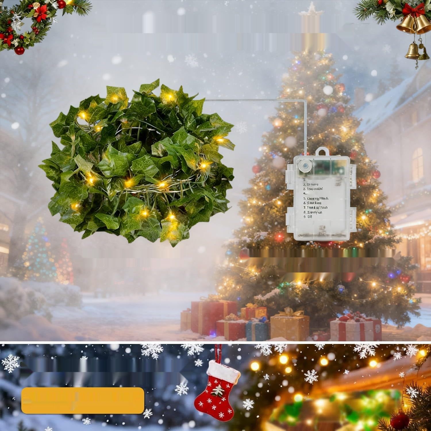 Dekofun Catena Luminosa Edera 10 m, 100 LED – biały ciepły, na baterie z pilotem