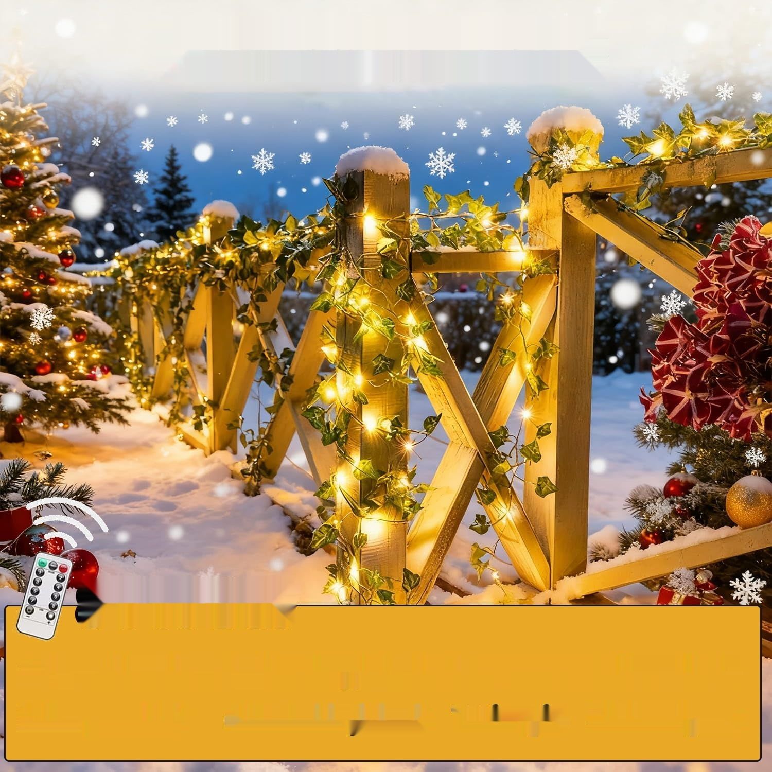 Dekofun Catena Luminosa Edera 10 m, 100 LED – biały ciepły, na baterie z pilotem