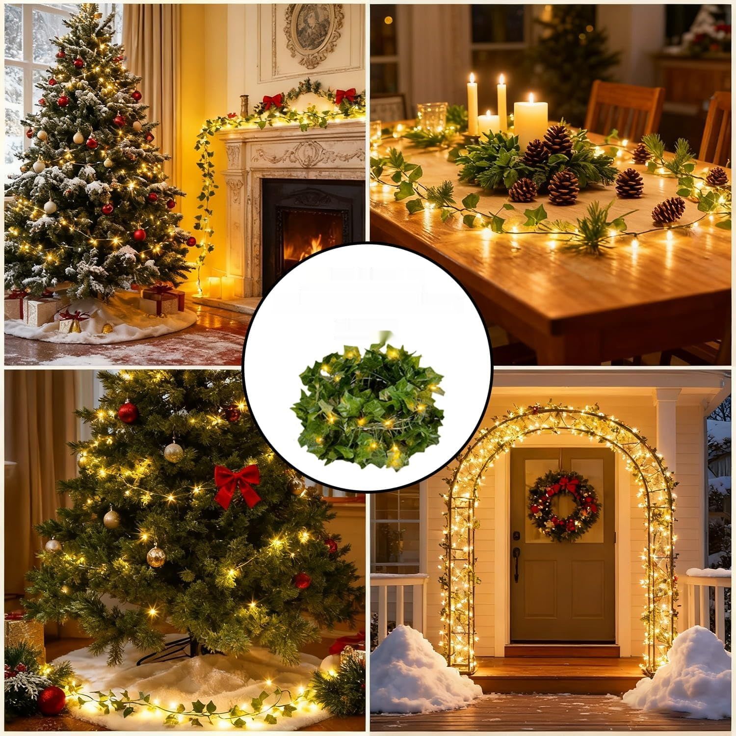 Dekofun Catena Luminosa Edera 10 m, 100 LED – biały ciepły, na baterie z pilotem