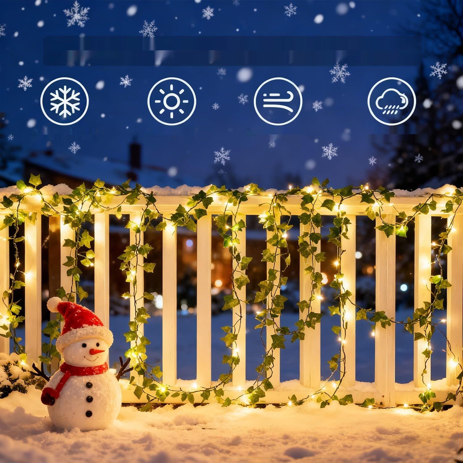 Dekofun Catena Luminosa Edera 10 m, 100 LED – biały ciepły, na baterie z pilotem