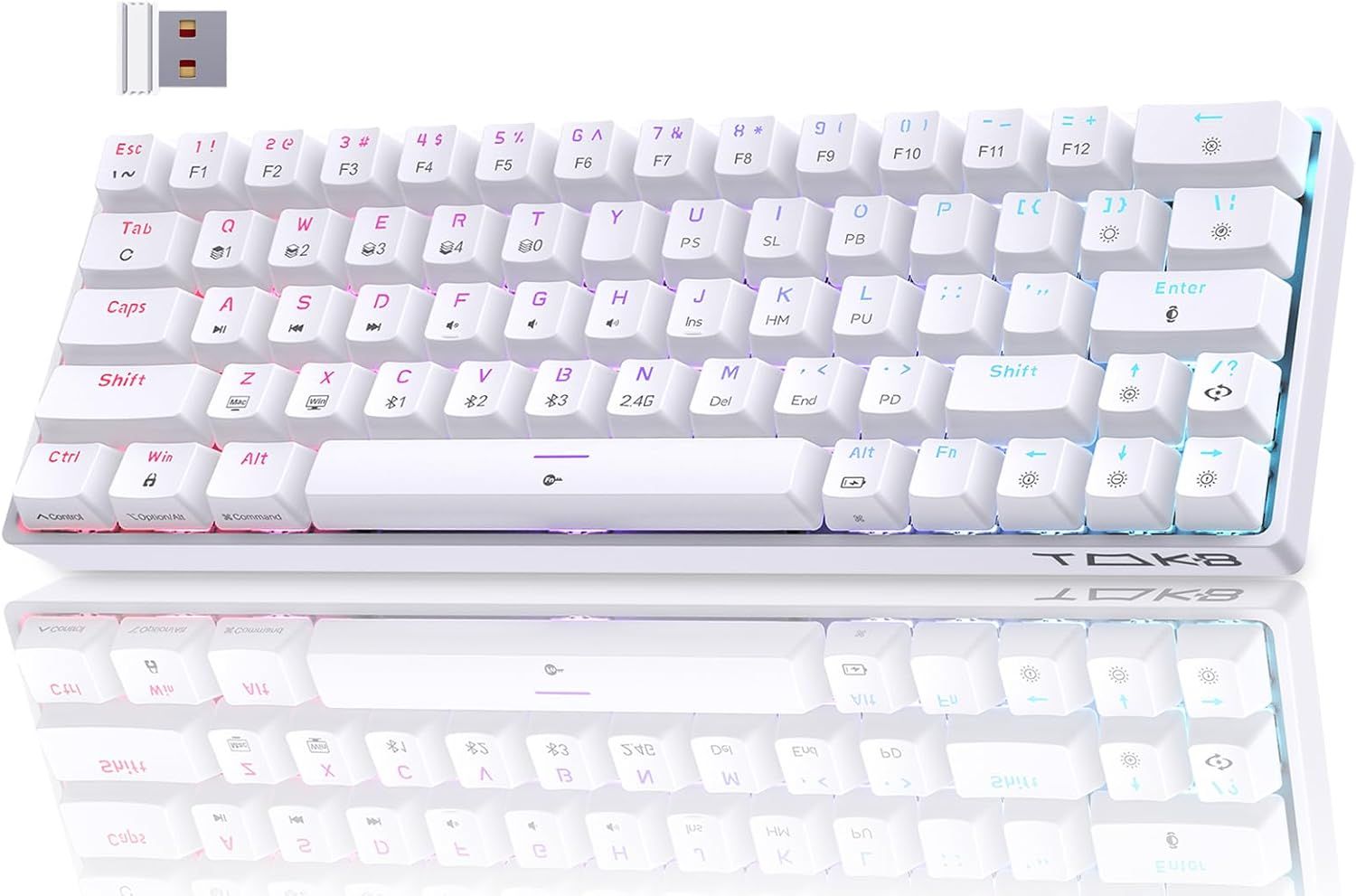 TMKB Technology Mechanical KeyBoard T63 – bezprzewodowa klawiatura mechaniczna 63 klawisze z podświetleniem RGB, biała
