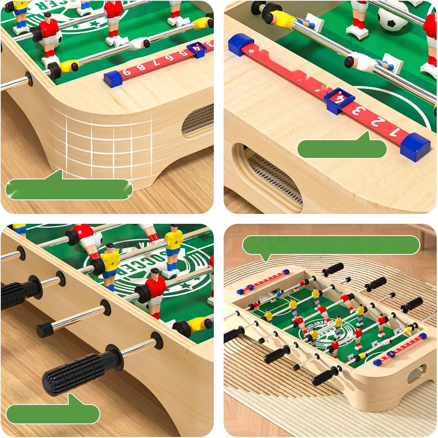 WOODENFUN Drewniany stół do gier 4 w 1 – bowling, piłkarzyki, curling, hokej