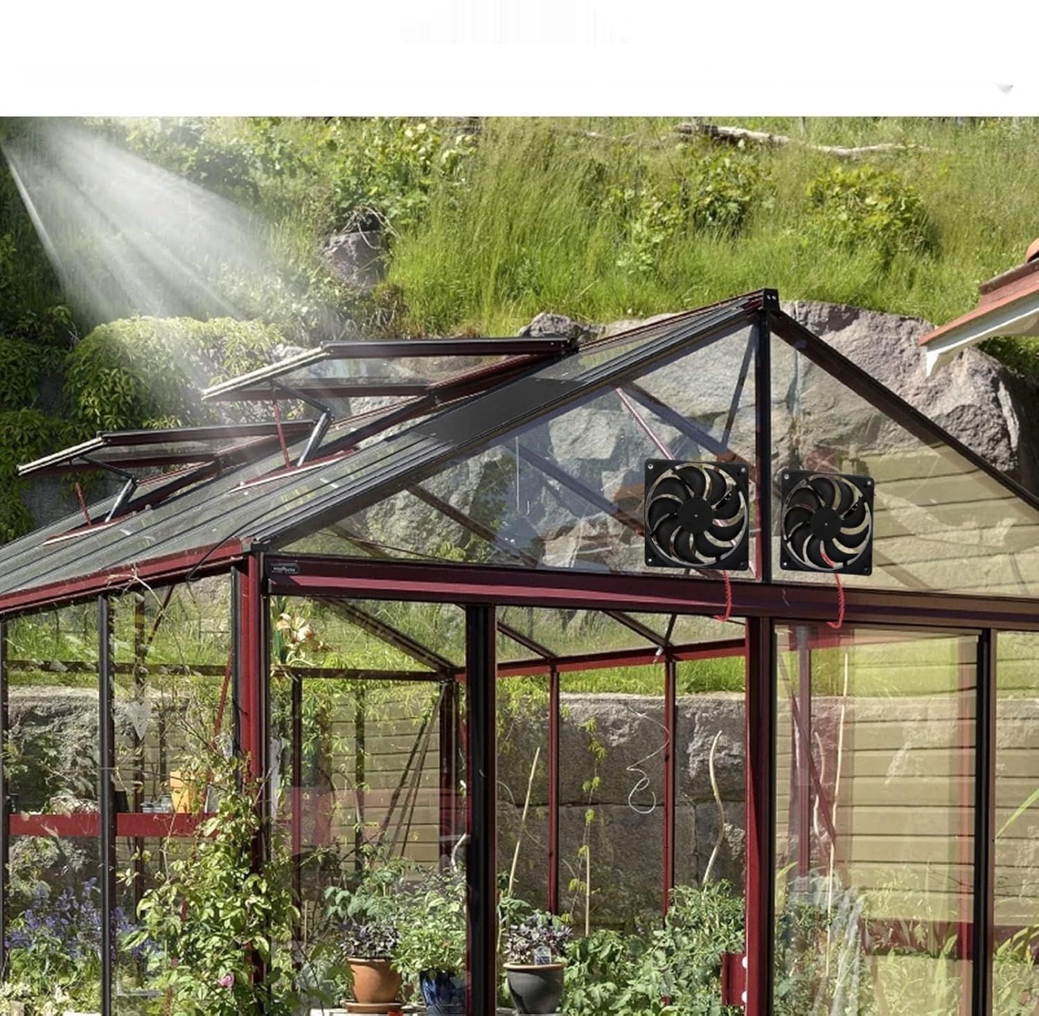 Agatige – zestaw panelu słonecznego z podwójnym wentylatorem wyciągowym, wodoodporny