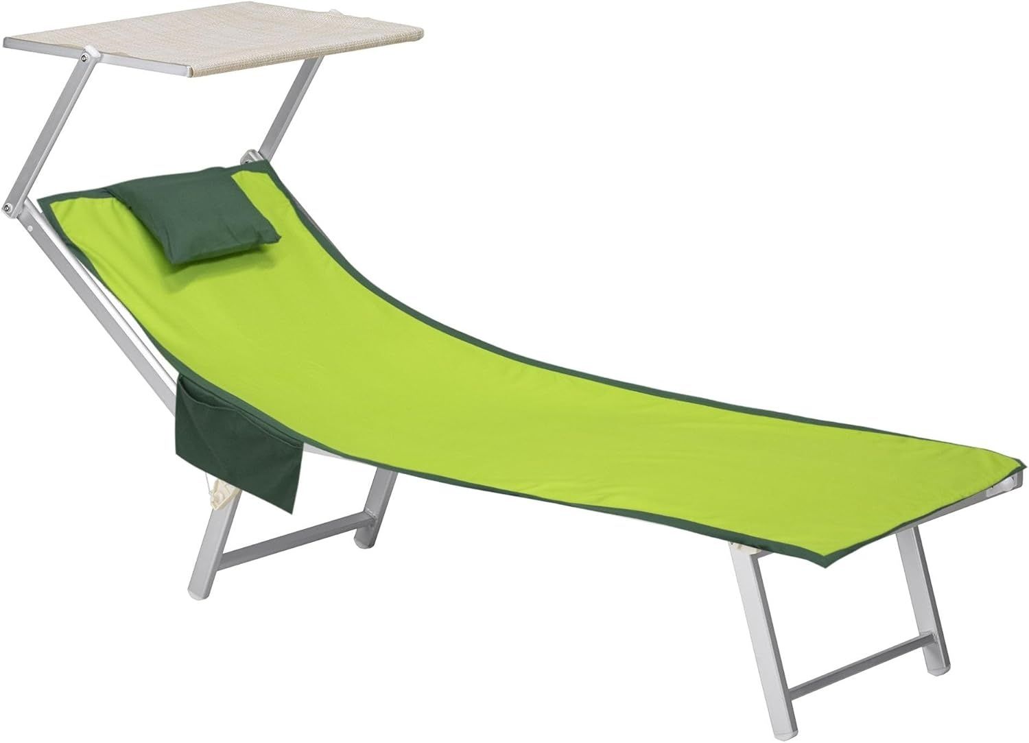 Intimitaly ręcznik plażowy z mikrofibry z bocznymi kieszeniami i dmuchaną poduszką, 190 x 70 cm (zielony)