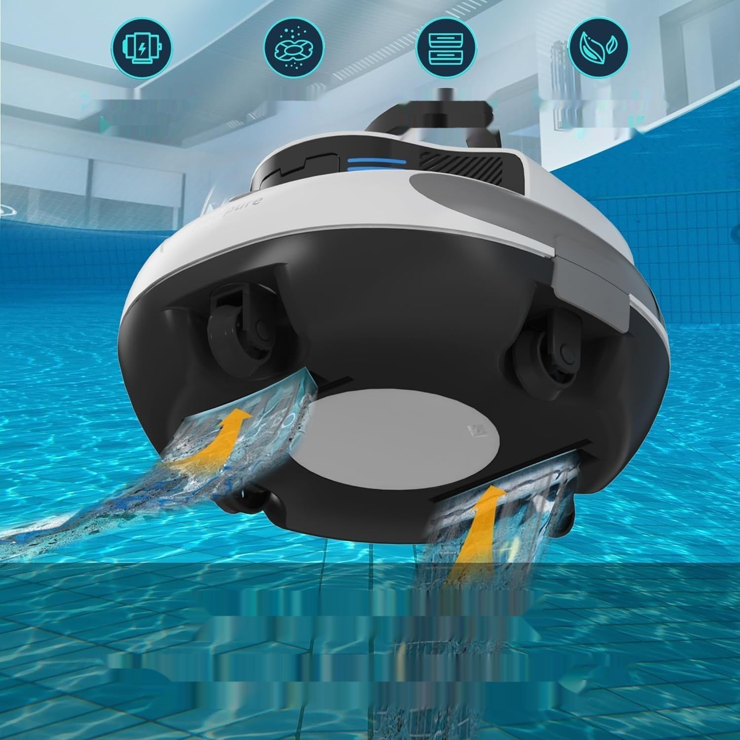 POOLPURE Robot basenowy bezprzewodowy 5000 mAh, IPX8