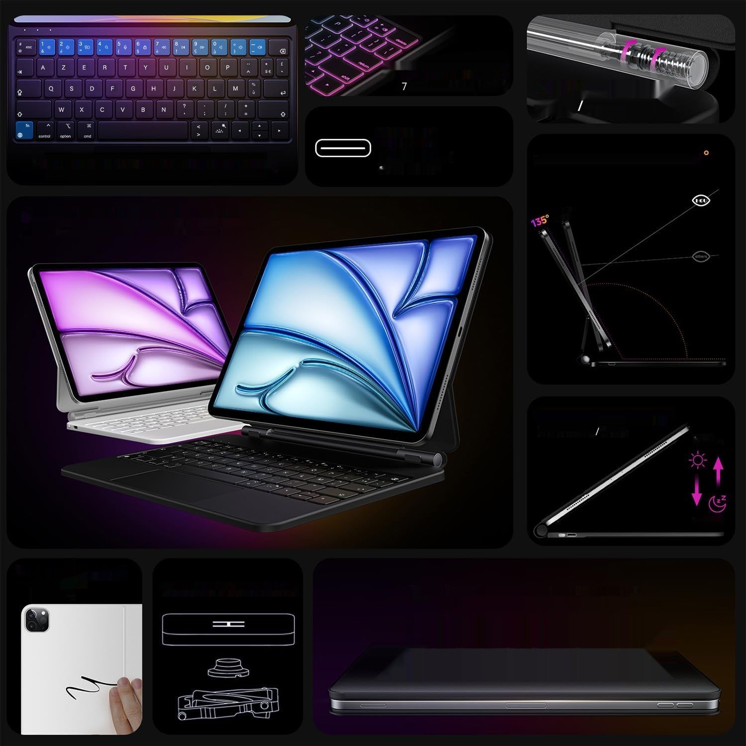 HOU Klawiatura AZERTY z touchpadem do iPad Air