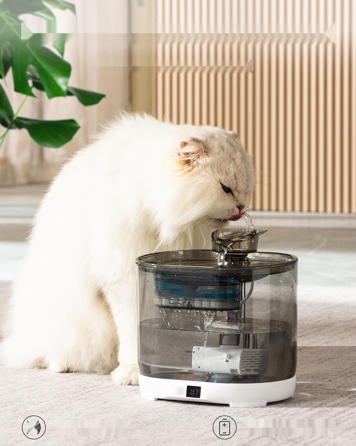 HAPUP Bezprzewodowa Fontanna dla Kotów 2,2 l z czujnikiem ruchu