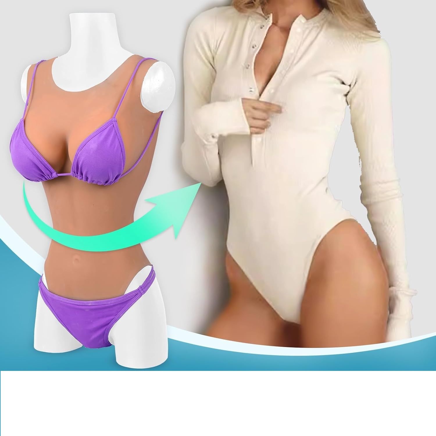 Vnmcry 2.0 Pro Jednoczęściowy strój kąpielowy crossdresser z silikonu, Bronze - A Cup