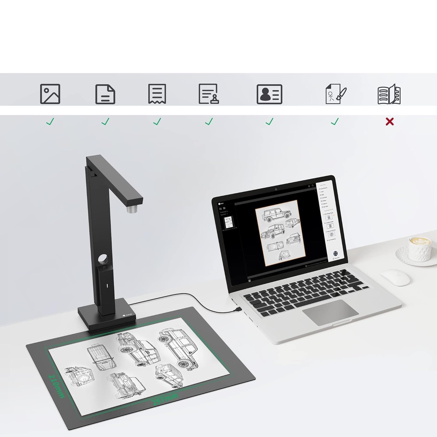 CZUR Lens 800 Pro – kompaktowy skaner dokumentów 8 MP z funkcją kamery internetowej