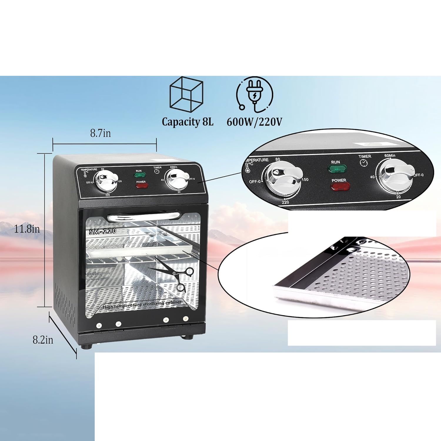 Henlivy Sterylizator wysokotemperaturowy 0–220°C z timerem SM220