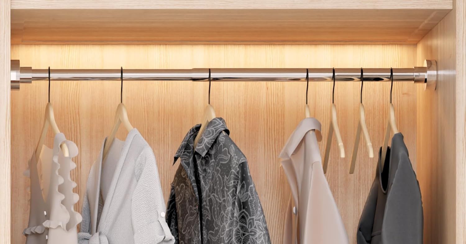 DEVKHN regulowany drążek prysznicowy / garderobiany 69–90 cm, czarny, bez wiercenia