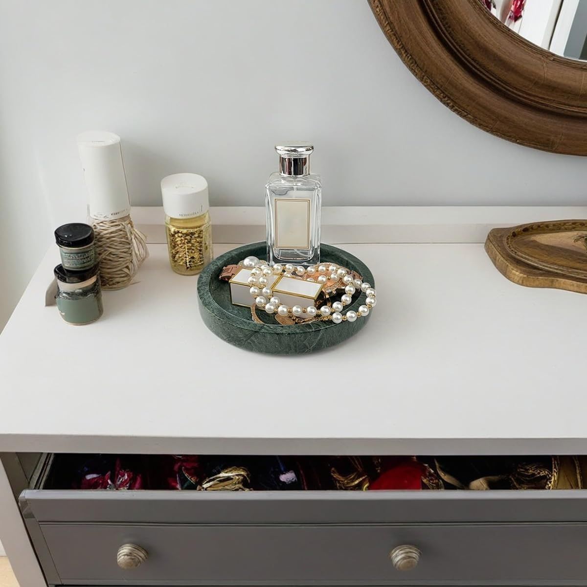 изменить фото на белый!!!    WORHE Naturalna marmurowa taca na pierścionki i biżuterię, okrągła дек