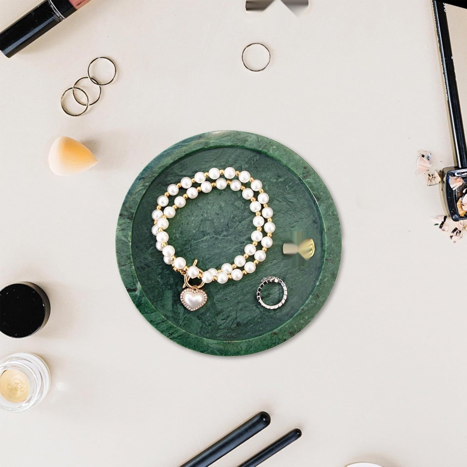 изменить фото на белый!!!    WORHE Naturalna marmurowa taca na pierścionki i biżuterię, okrągła дек