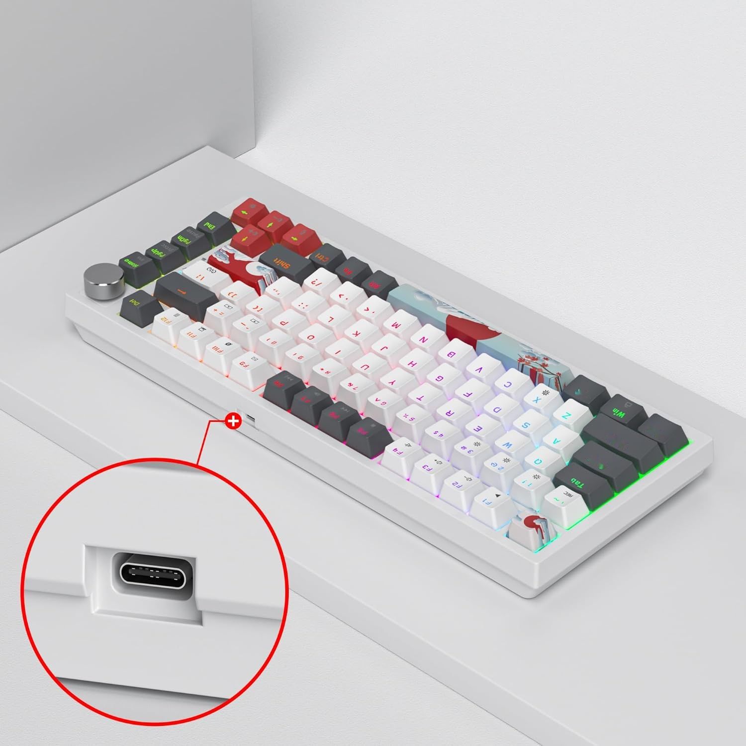 SOLIDEE 75% przewodowa klawiatura mechaniczna gamingowa RGB