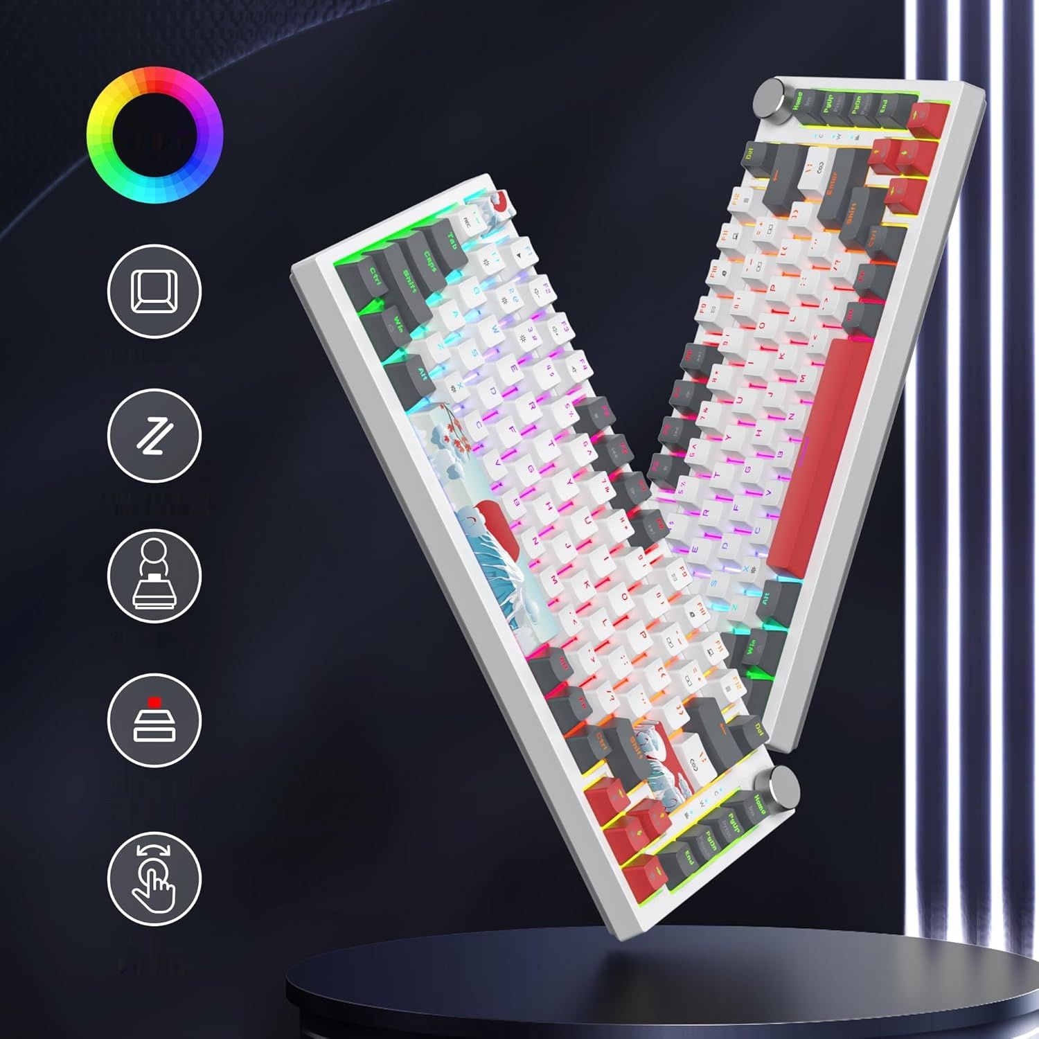 SOLIDEE 75% przewodowa klawiatura mechaniczna gamingowa RGB