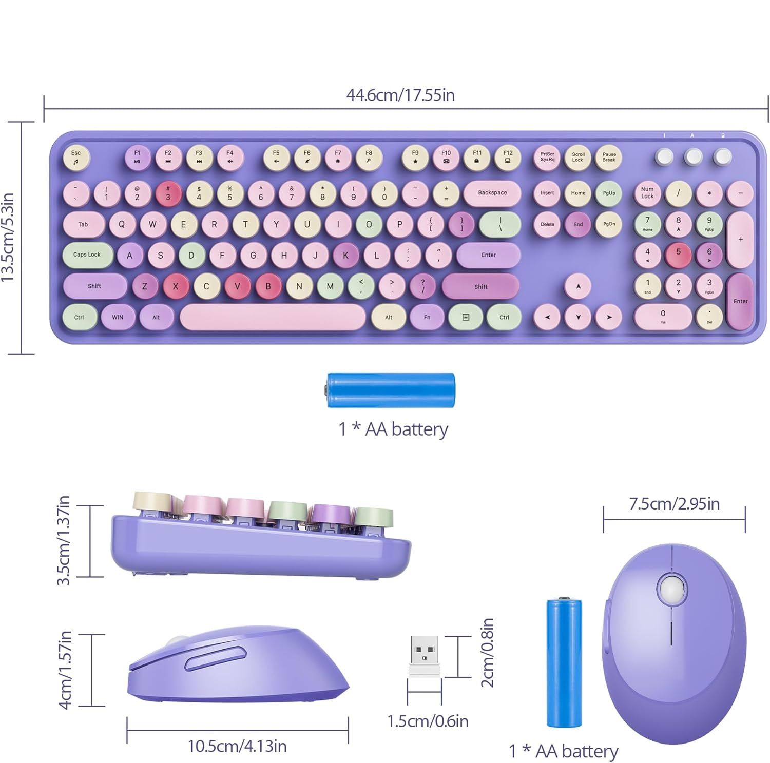 SOLIDEE Combo Klawiatura i Mysz Bezprzewodowa Mixed Purple (QWERTY US)