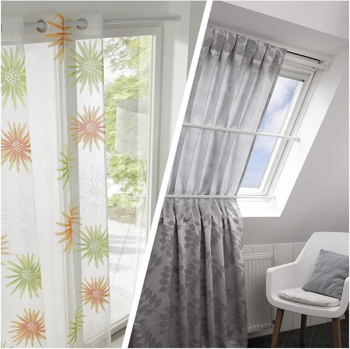 3 drążki zaciskowe do firanek GDEVKHN, bez wiercenia, teleskopowe 30–45 cm