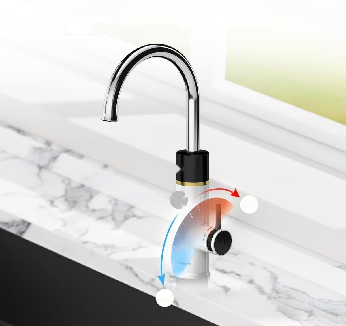 Briwellna Elektryczna Bateria z Natychmiastowym Podgrzewaczem Wody 220V, z Wyświetlaczem Cyfrowym (Biała)