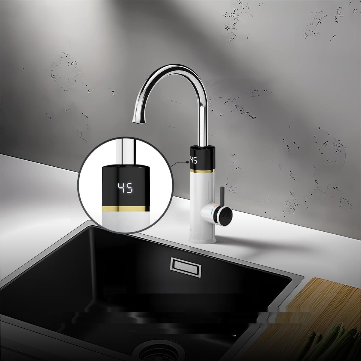 Briwellna Elektryczna Bateria z Natychmiastowym Podgrzewaczem Wody 220V, z Wyświetlaczem Cyfrowym (Biała)