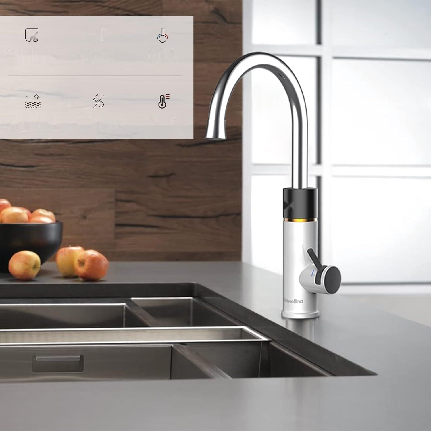 Briwellna Elektryczna Bateria z Natychmiastowym Podgrzewaczem Wody 220V, z Wyświetlaczem Cyfrowym (Biała)