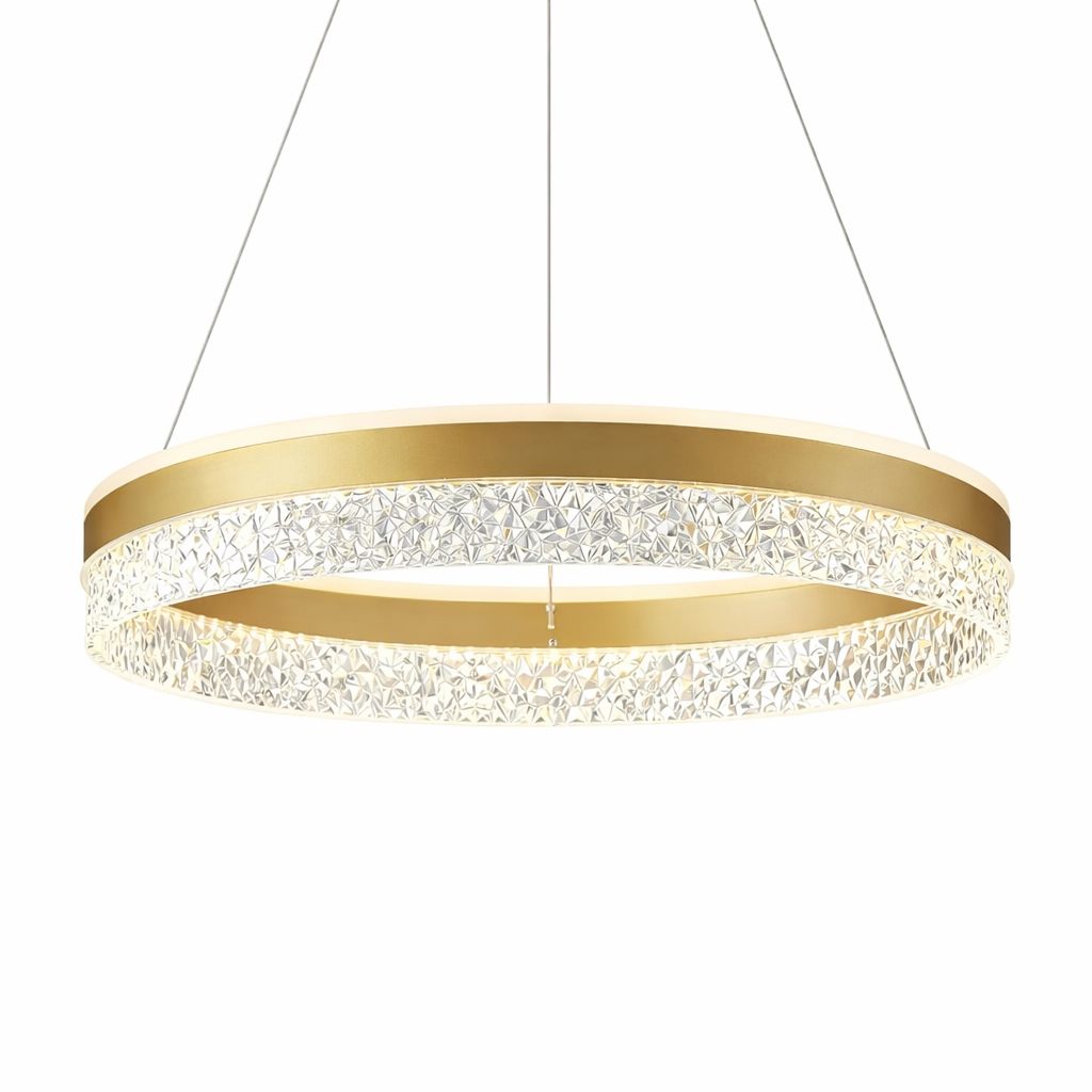 BRIMETI nowoczesna lampa wisząca LED 60W, 50 cm, złota, ściemnialna z pilotem i aplikacją