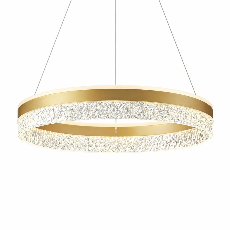 BRIMETI nowoczesna lampa wisząca LED 60W, 50 cm, złota, ściemnialna z pilotem i aplikacją