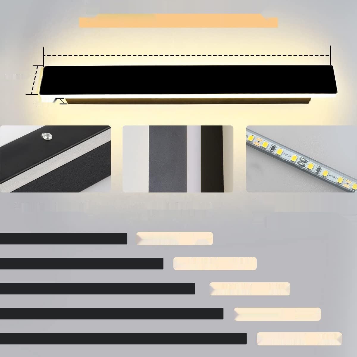 Zewnętrzna długa lampa ścienna LED 25 W z pilotem ZTWLEED, IP65, 120 cm