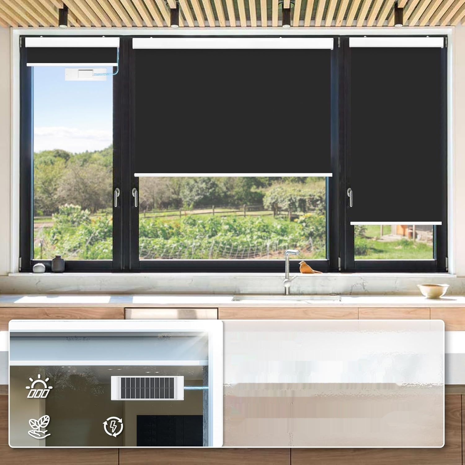 DENFOON Inteligentna elektryczna roleta, 90 cm x 170