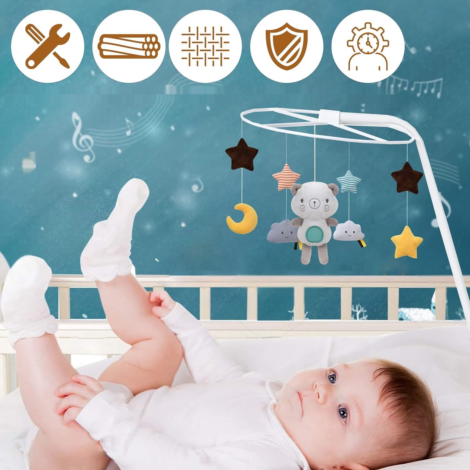 GAESHOW – regulowany stojak do baldachimu i moskitiery do łóżeczka dziecięcego