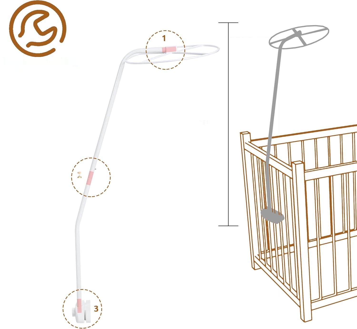 GAESHOW – regulowany stojak do baldachimu i moskitiery do łóżeczka dziecięcego