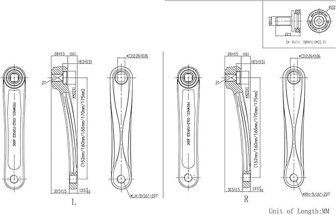 PROWHEEL prawy ramie korby 152 mm do roweru elektrycznego