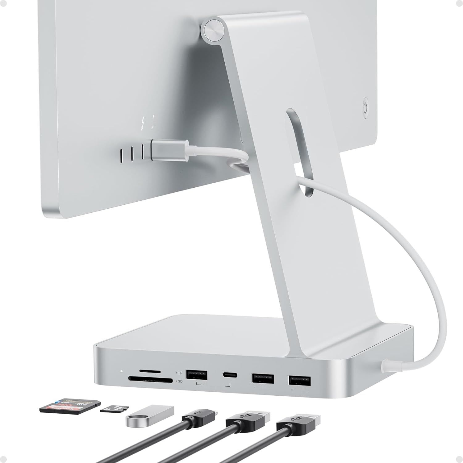 USB-C HUB 7 w 1 dla iMac 24" 2021/2023/2024 PULWTOP (M1/M3/M4) z obudową na M.2 NVMe/SATA SSD – Silver