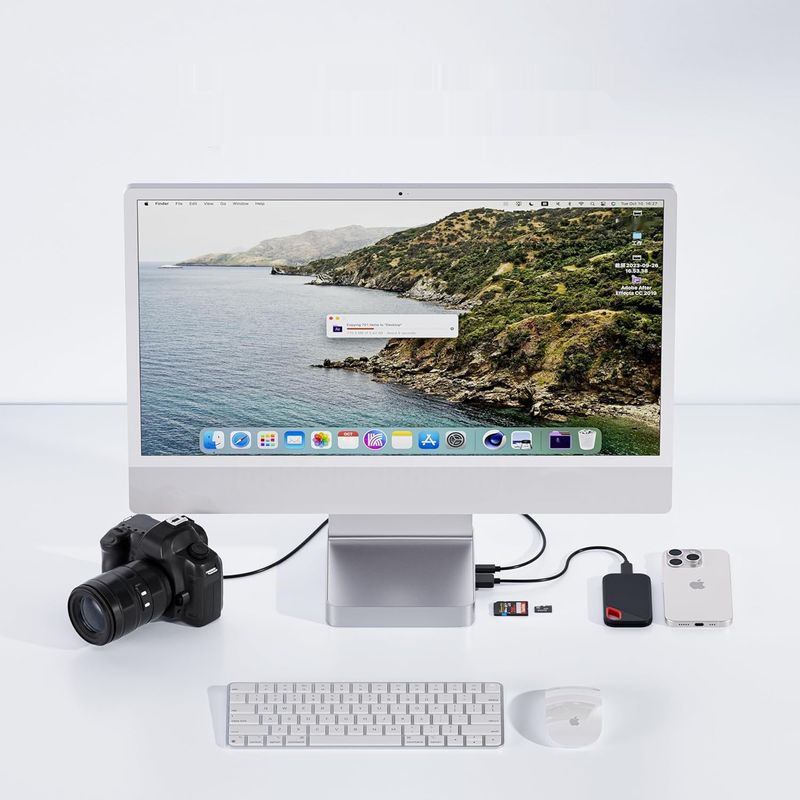 USB-C HUB 7 w 1 dla iMac 24" 2021/2023/2024 PULWTOP (M1/M3/M4) z obudową na M.2 NVMe/SATA SSD – Silver